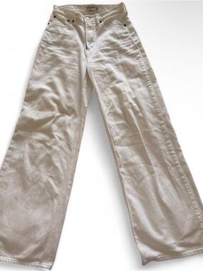 Abercrombie & Fitch White High-Rise Wide Leg Jeans